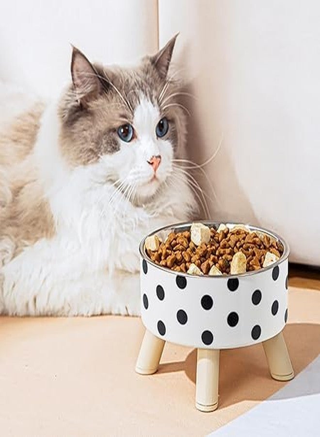 BLURISM Polka dot Print Durable Stainless Steel Pet Bowl, Anti Slip, Easy to Clean, Perfect for Dog Cat Food and Water Feeding Supply - Image 1